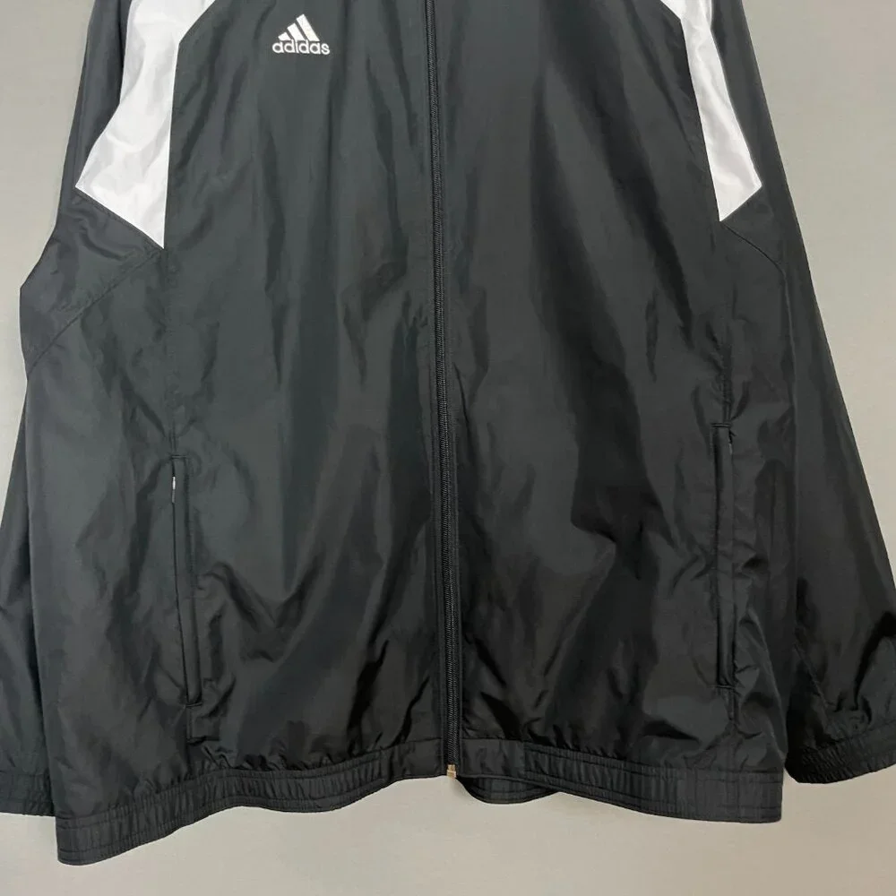 Adidas Windbreaker Jacket Men Sz Large SAMPLE Black White Track Athletic Relaxed